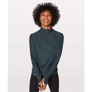 Lululemon Morning Miles Long Sleeve Heathered Nocturnal Teal Black Size 8